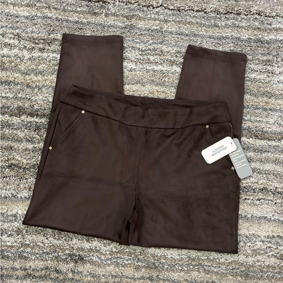 Allison Daley Faux Suede Skinny Jeggings Sz Large NWT | Brown Pull-On Jeggings- - Picture 3 of 14